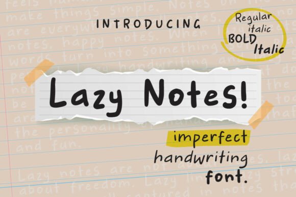 Lazy Notes Font: A Handwritten Typeface for Authentic Branding